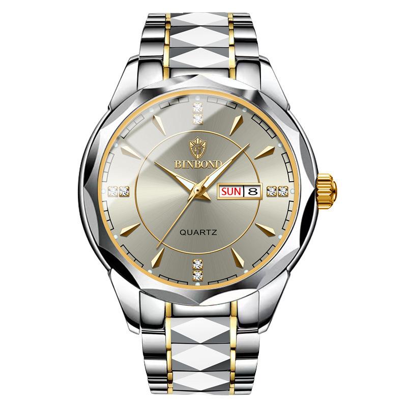 Watch Stainless steel business double calendar waterproof men's watch local tyrant gold watch