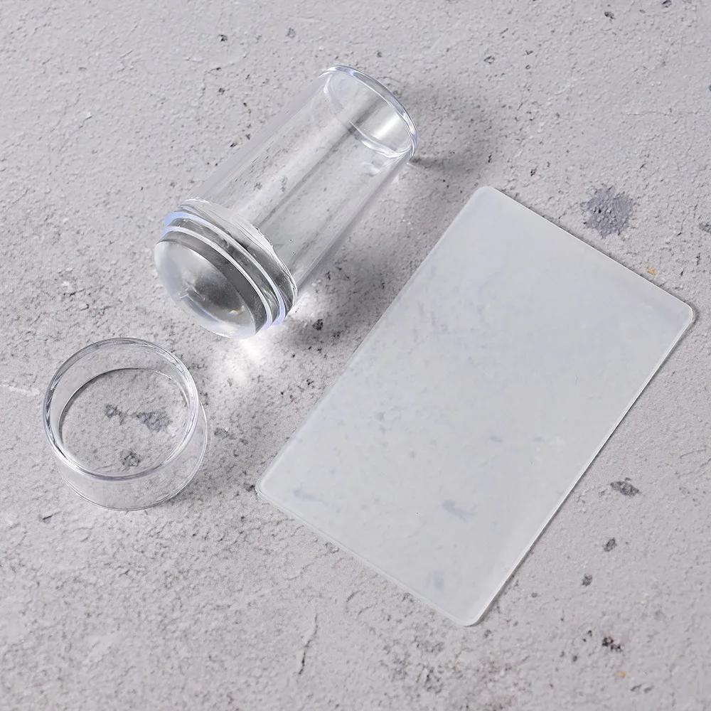 Nail Stamper with Scraper Jelly Silicone Head Stamp for French Nails Manicuring Kits Polish Stencil Nail Art Stamping Tool