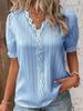2025 Summer European & American Women's Hollowed-out Short-sleeved Holiday Fashion Shirt