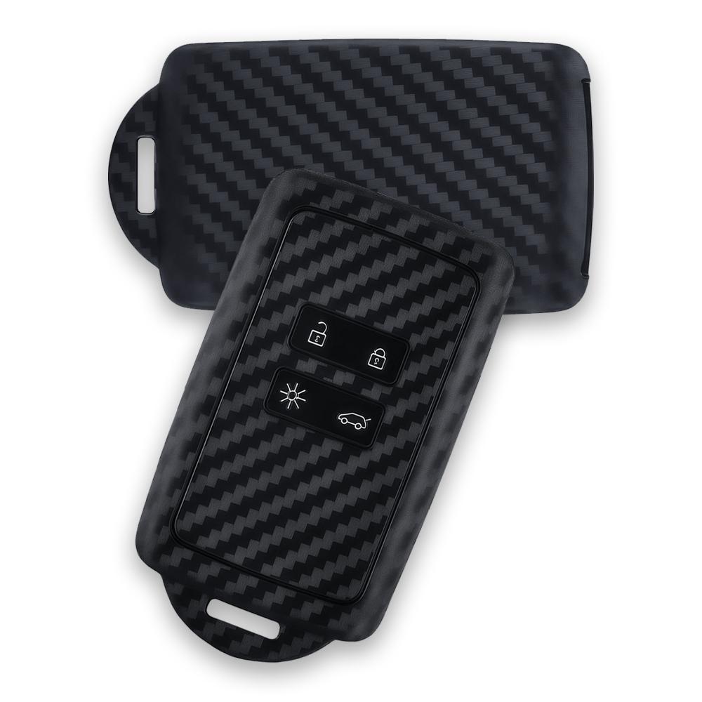 Silicone Carbon Car Key Case Cover For Renault Koleos Kadjar Captur Megane Talisman Espace Clio Zoe Scenic Arkana Dacia Sandero