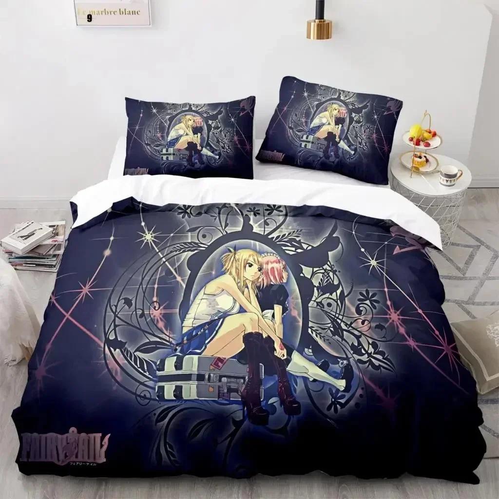 3D Printed Fairy Tail Natsu Bedding Set Duvet Cover Sheet Printed Bed Set Pillowcase Bed Full Queen King Size Comforter Bedroom