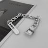 Silver thick chain belt buckle bracelet female ins cold wind design sense simple temperament niche Cuban chain jewelry