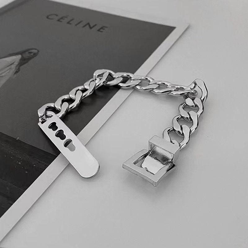 Silver thick chain belt buckle bracelet female ins cold wind design sense simple temperament niche Cuban chain jewelry