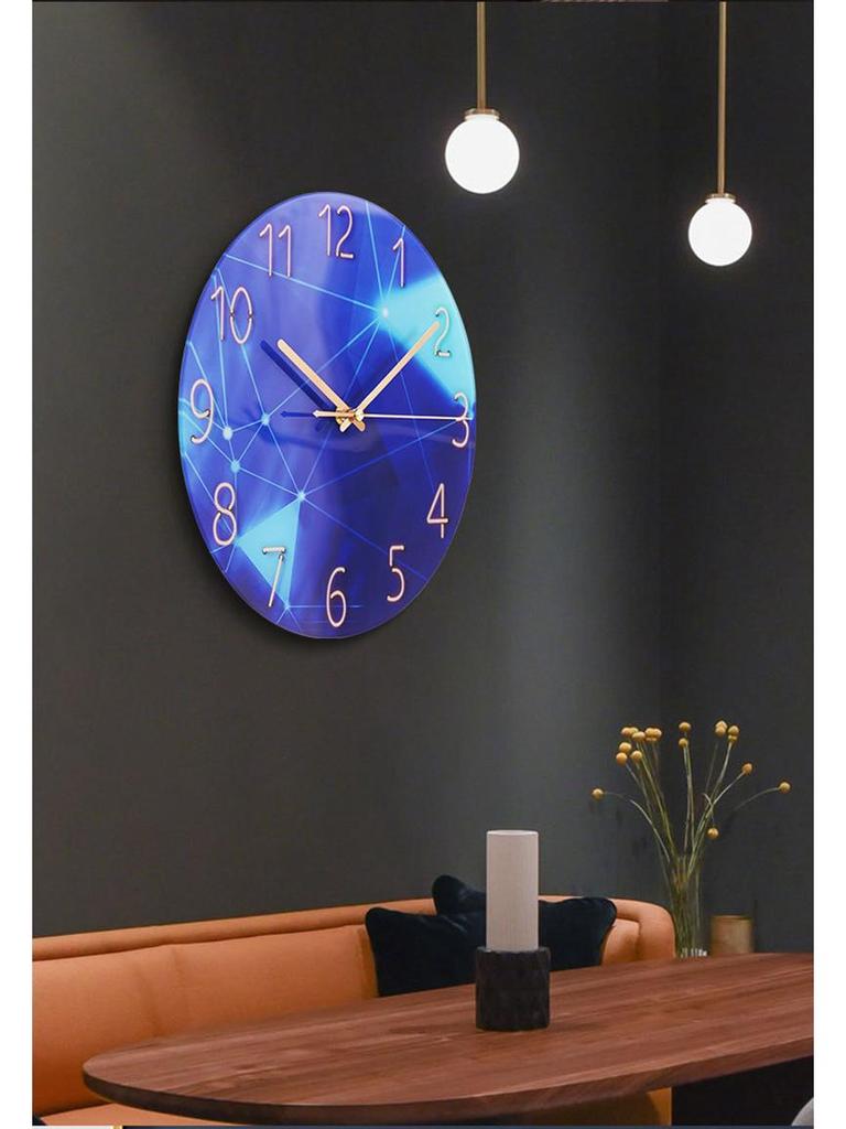 Modern European Silent Quartz Wall Clock - 30cm Glass Design for Living Room or Bedroom