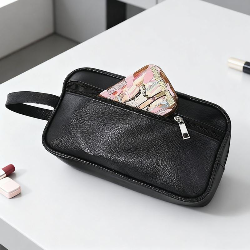 Organizzatori da Viaggio per Articoli da Toeletta da Uomo, Borsa Cosmetica Impermeabile in PU Spaziosa, Pochette Accessorie da Viaggio per Palestra, Viaggio d'Affari