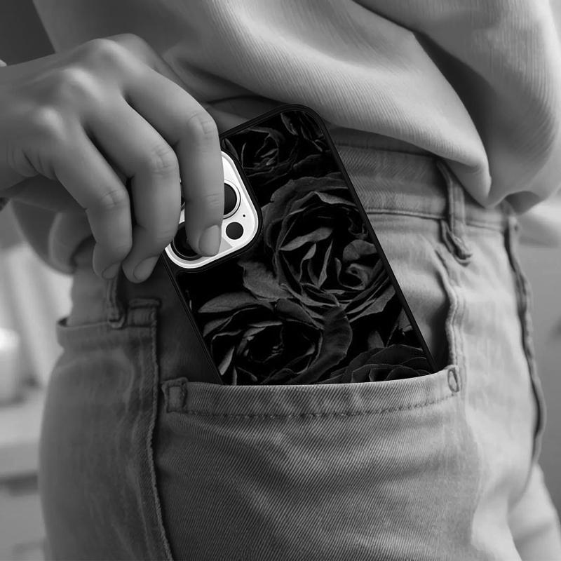 Rose Dark Floral Flower Phone Case For iPhone 17 Air 15 16e 14 13 Pro Max Coque 12 11 Pro Max PLUS cover