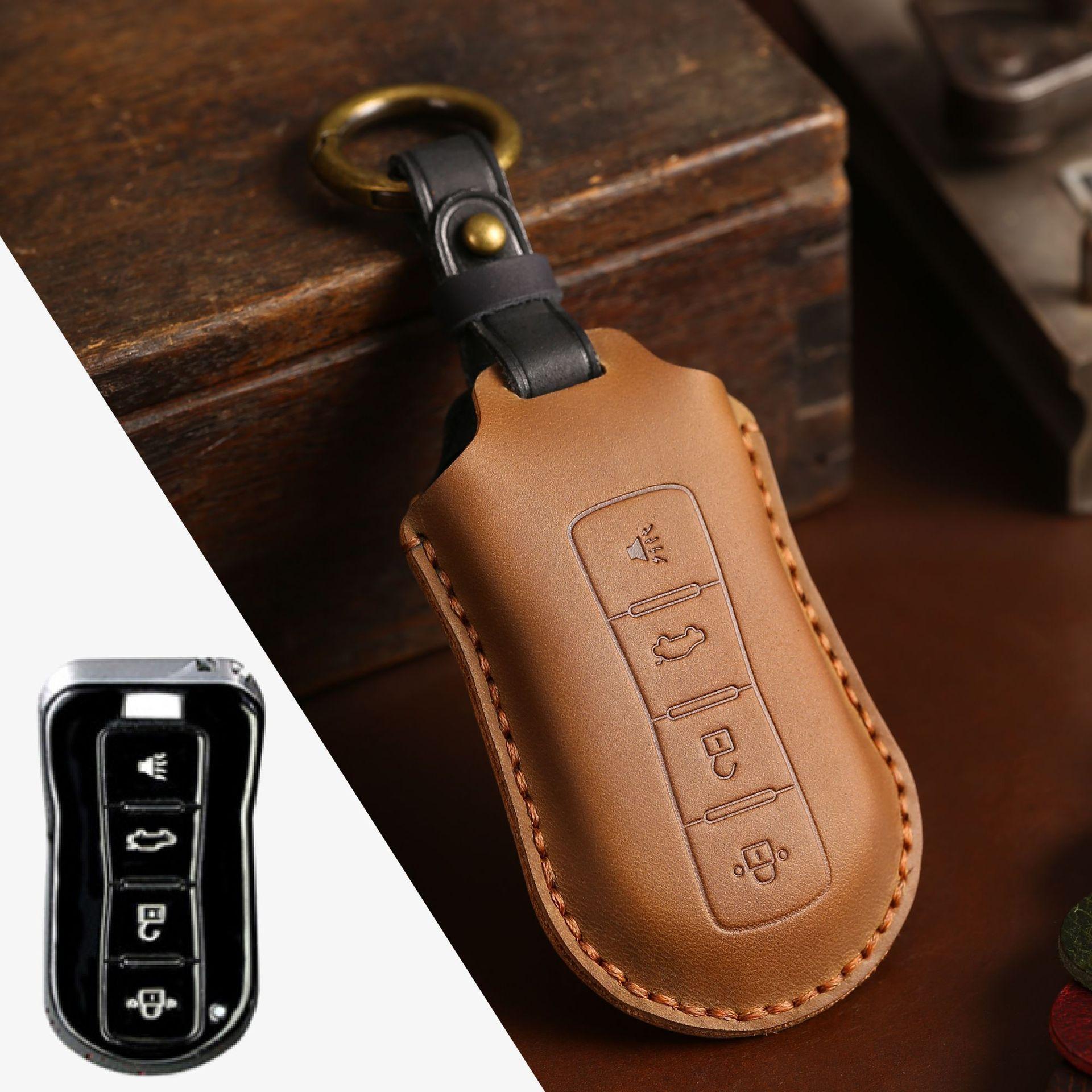 

Handmade Leather Car Key Bag Is Suitable For Hippocampus Key Case M3M6S7 Fumeilai Crazy Horse Car Key Case коричневый