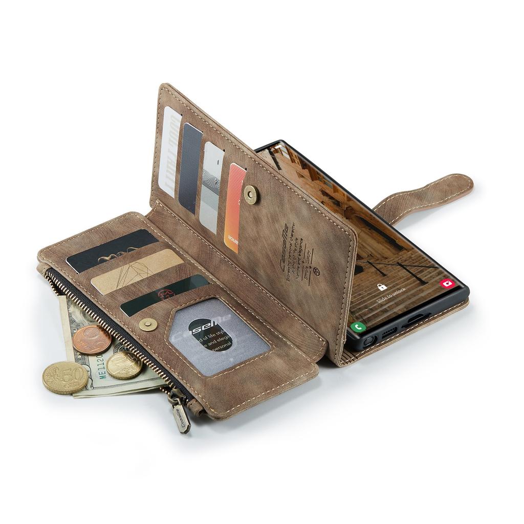 חריצי כרטיסים תיק טלפון ארנק רוכסן לאייפון 14 13 12 11 Samsung Galaxy S23 S22 S21 S20 Xiaomi כיסוי מחזיק מעמד חבל ידיים גדול