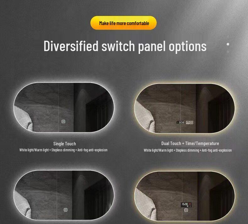 Oval LED Smart Vanity Mirror, Anti-Fog, Wall-Mounted for Bathroom Use.