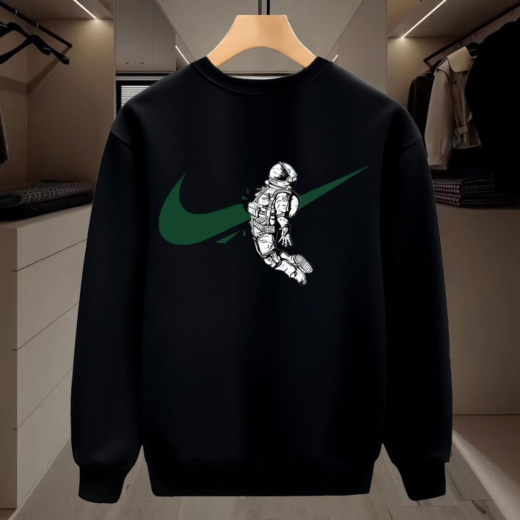 Men's Autumn 2024 Slim Fit Printed Hoodie - Trendy Streetwear Long Sleeve Round Neck Tee