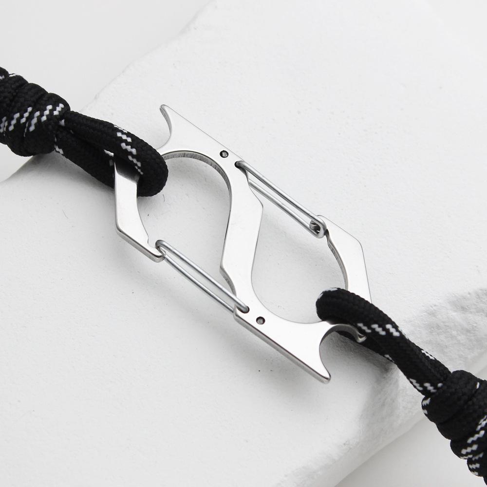 Stainless Steel Multi-functional Carabiner Keychain with Bottle Opener and S-shaped Climbing Hook