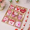 9Pcs Valentine Hangings Wood Holiday Decoration Love Flower Valentine Ornaments Valentine'S Day Decorative Love Envelope Pendant