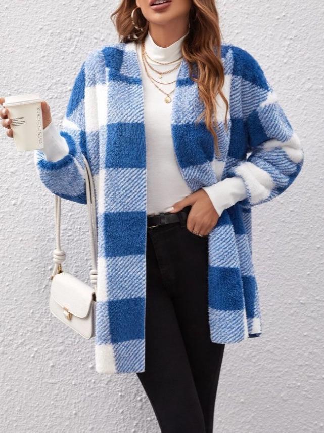 Women's Stylish Plaid Hooded Knitwear Top - Long Sleeve Elegant Autumn Sweater