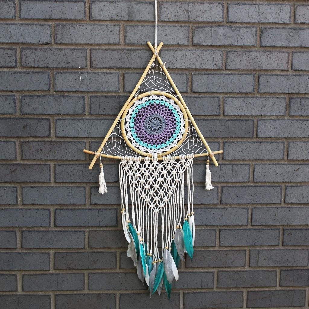 Dream Catcher Macrame Evil Eye Large White Turquoise