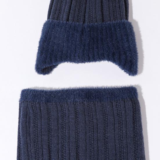 3-teiliges/Set Unisex Hut Schal Handschuhe Set Ohrenklappen Design Einfarbig Beanie Mütze Thermisch Plüsch