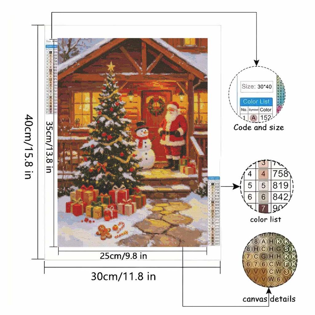 Christmas Diamond Painting Kit Santa Claus Snowman Christmas Tree House Handmade Home Entertainment Decorative Painting