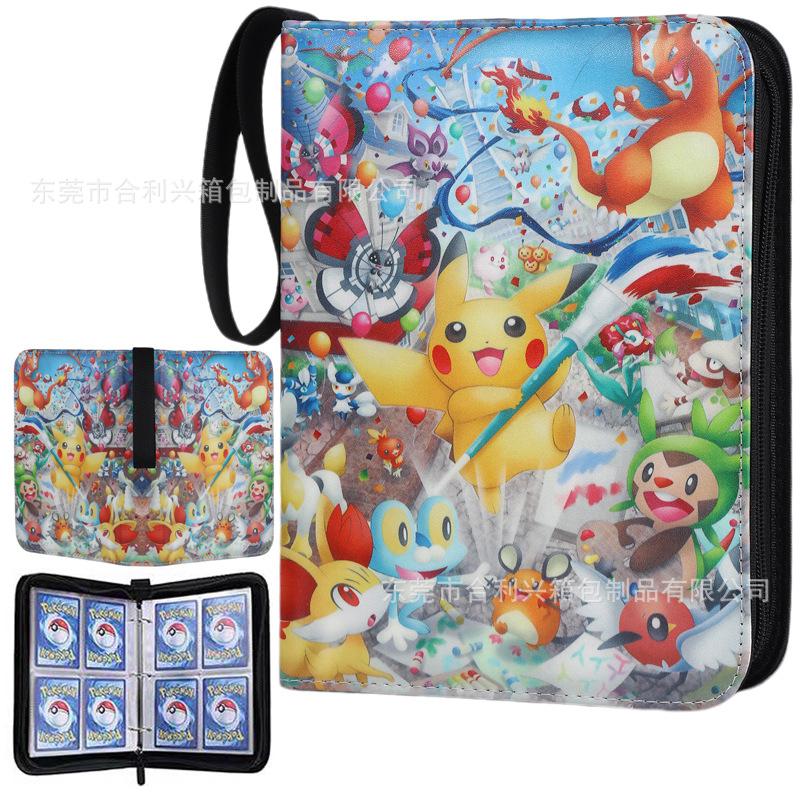 Kartenalbum Pikachu Kollektionsbuch 4-Taschen 9-Taschen Leder Reißverschluss Ordner