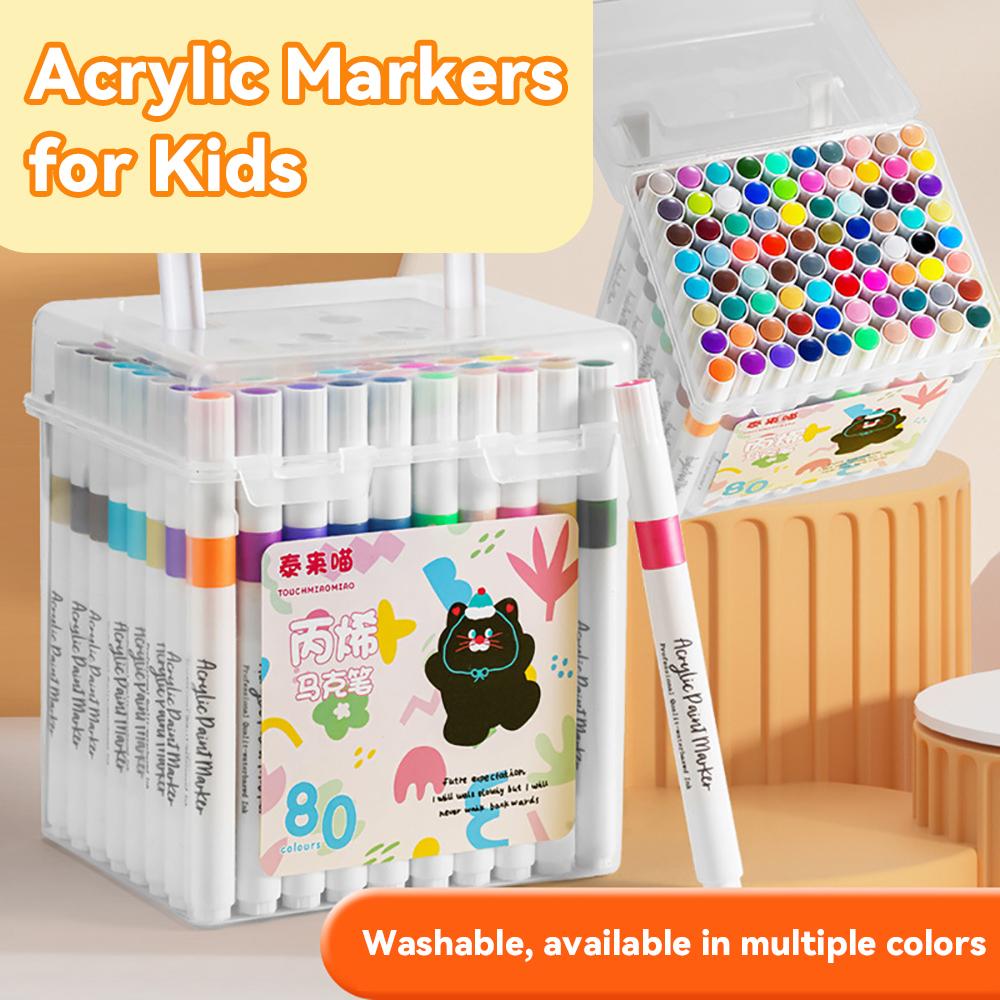24/36/48/60/80 Colors Acrylic Marker Washable Art Color Graffiti Paint Pen for Kids Ceramic Glass Wood Canvas Card Diy Supplies