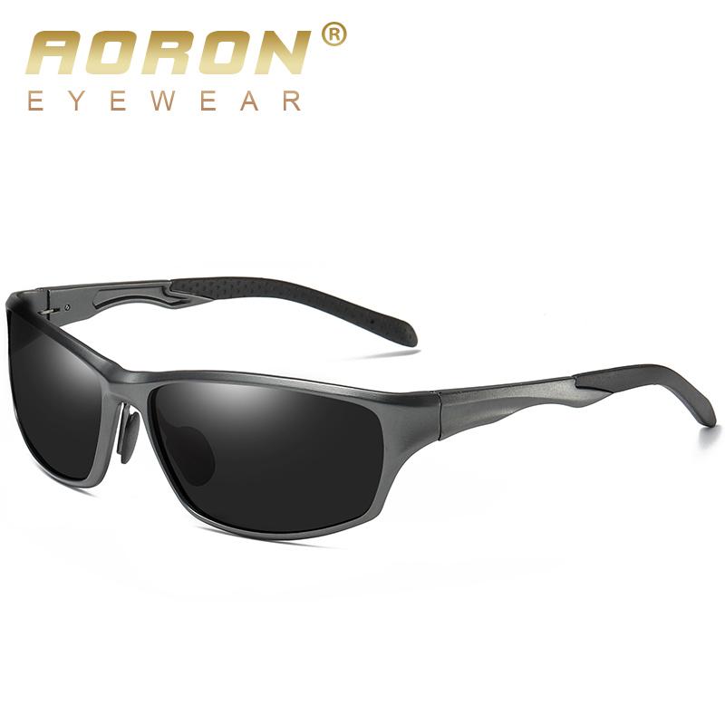 

AORON Фирменный дизайн Поляризованные солнцезащитные очки для улицы с антибликовым покрытием UV400 Очки для езды на велосипеде и рыбалки для мужчин Алюминиевая магниевая оправа Классические очки серый/чёрный