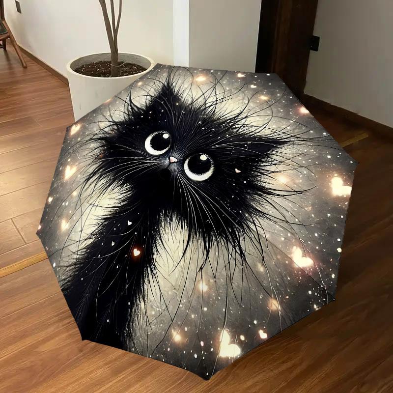 1PC cat heart Automatic Open/Close Umbrella with Windproof, 8-Rib Sturdy Canopy, Durable Ribs, Fashionable Design,1279a