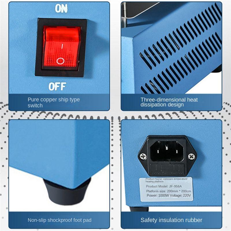 A20F-956S Heating Table 300W Dual Display Heating Plate LED Lamp Bead Welding Table Adjustable Temperature Hot Plate EU Plug