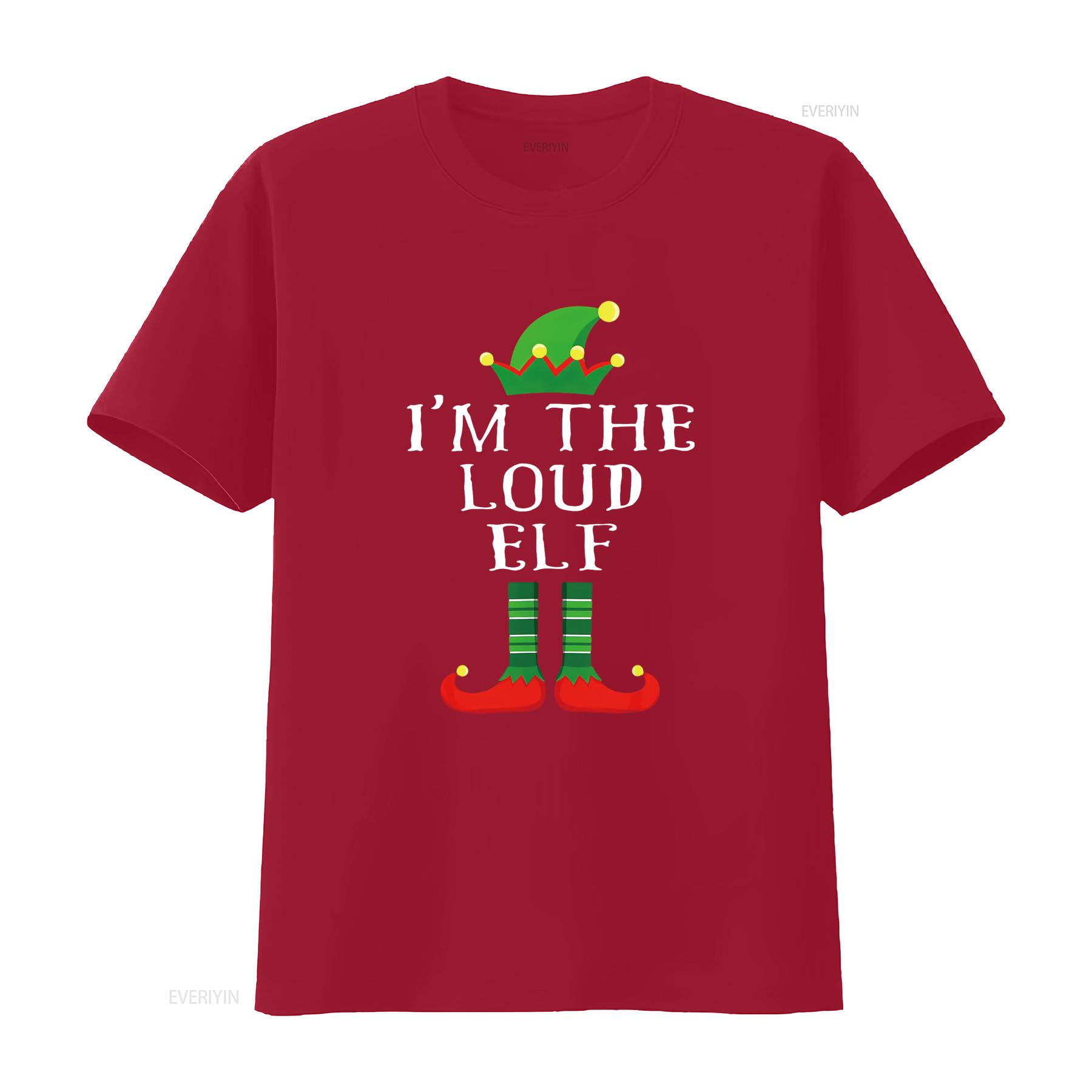 Womens Im The Loud Elf T Shirt Matching Family Christmas Black 2X Large vintage Washed designer clothes Soft Comfortable S