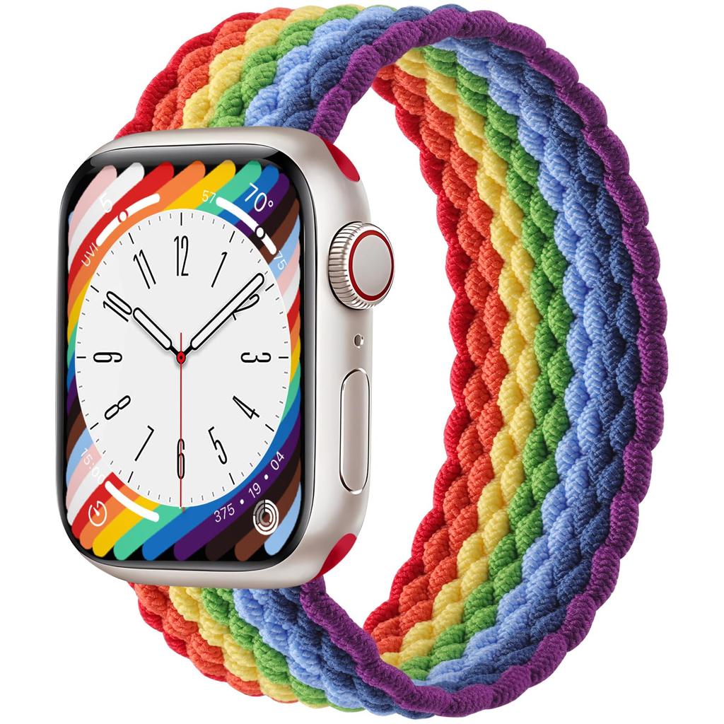 Elastische geflochtene Nylon-Uhrenarmbänder, Sport-Stretch Solo-Schlaufe Handgelenkband Kompatibel mit 38/40/41/42/44/45/46/49mm Smartwatch Herren Damen