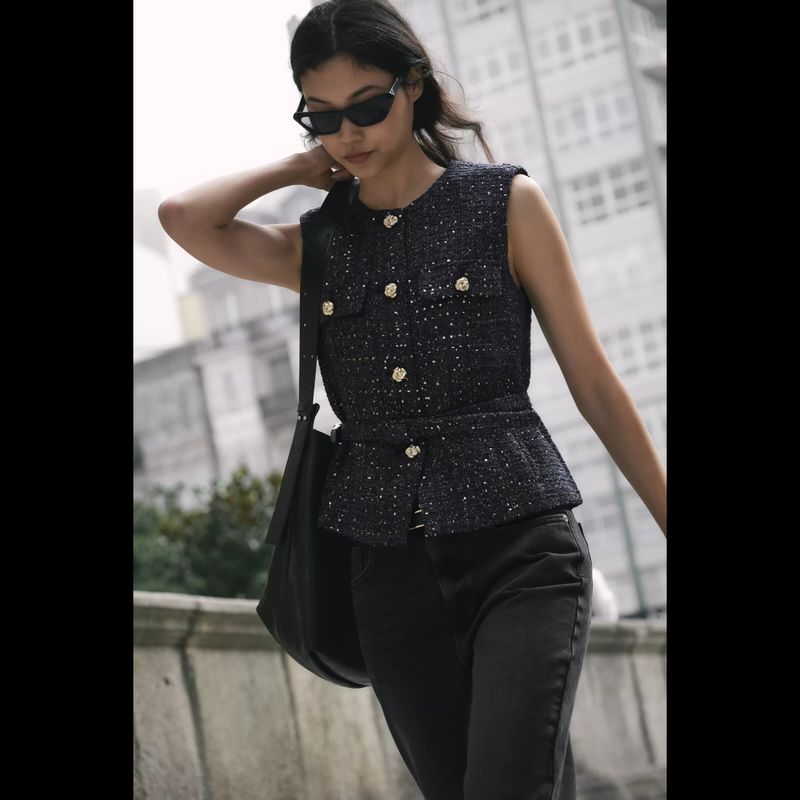 Za Autumn New Arrivals Women's Clothing Zr European and American Style Fashionable Versatile Belted Textured Vest 2132091 620