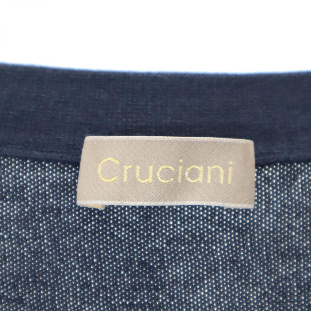 CRUCIANI made in Italy Long sleeve V-neck cotton knit cardigan 48 Navy Men's Used