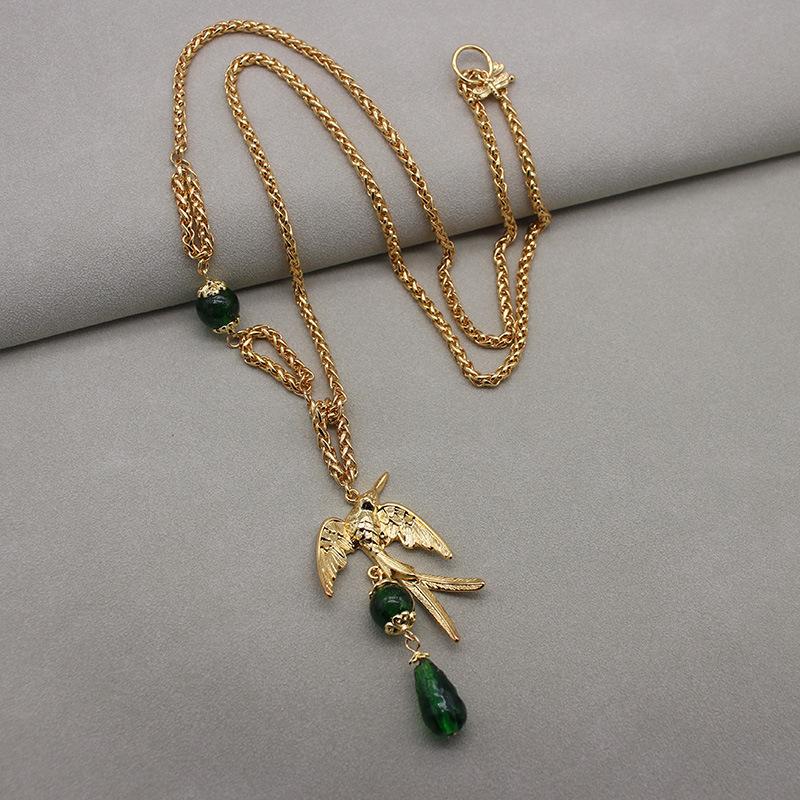 

Французское винтажное ожерелье King GA Vintage Swift Lucky Bird, складной ремешок, винтажные украшения среднего возраста