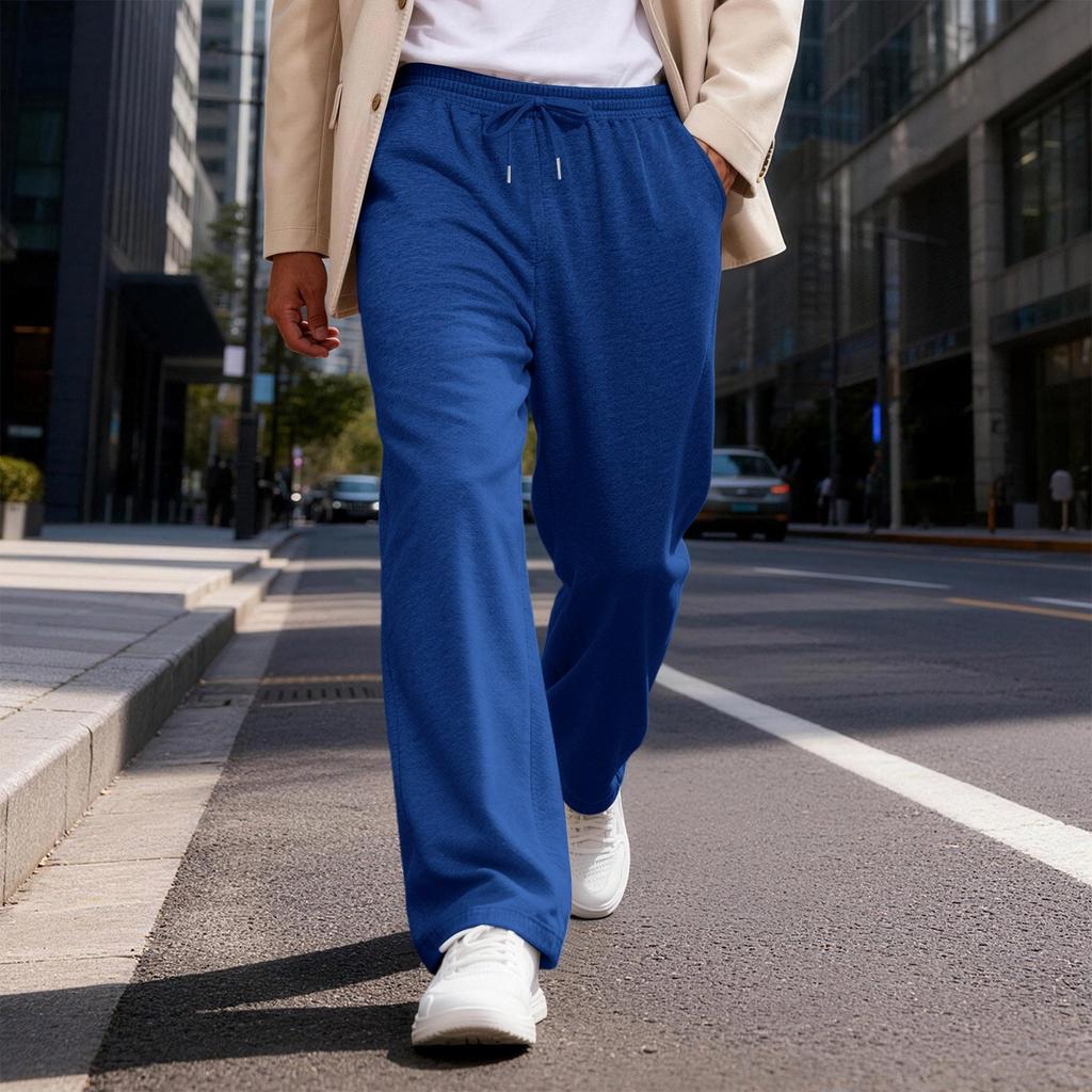 Men's Elastic Waist Drawstring Loose Casual Pants | Comfortable Relaxed-Fit Trousers For Daily & Weekend Wear