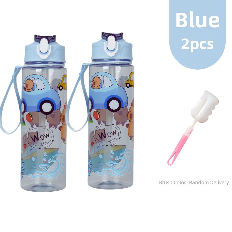 800ML Kids Water Sippy Cup Creative Cartoon Cup with Straws Leakproof Water Bottle Outdoor Portable Children's Plastic Water Cup