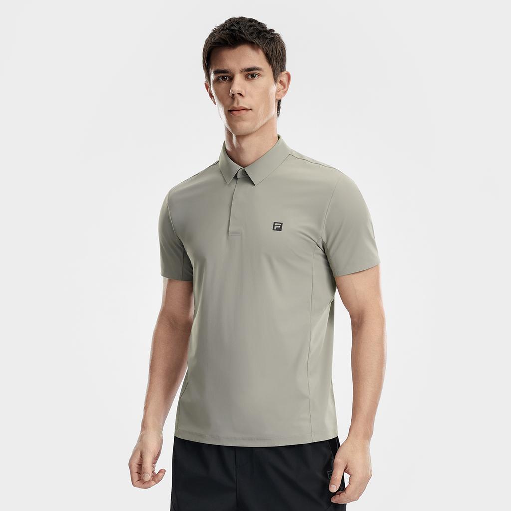 FILA Fitness Series Simple Sports Training Casual Comfortable Moisture-Wicking Quick-Dry Short Sleeve Polo Shirt Men tops Gray Brown A51M621108FGY