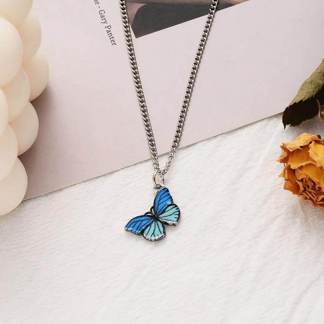 Gold Color Chain Butterfly Pendant Choker Necklaces Women Bold Statement Collares Bohemian Beach Jewelry Souvenir Gift Idea Collier CheapStatement
