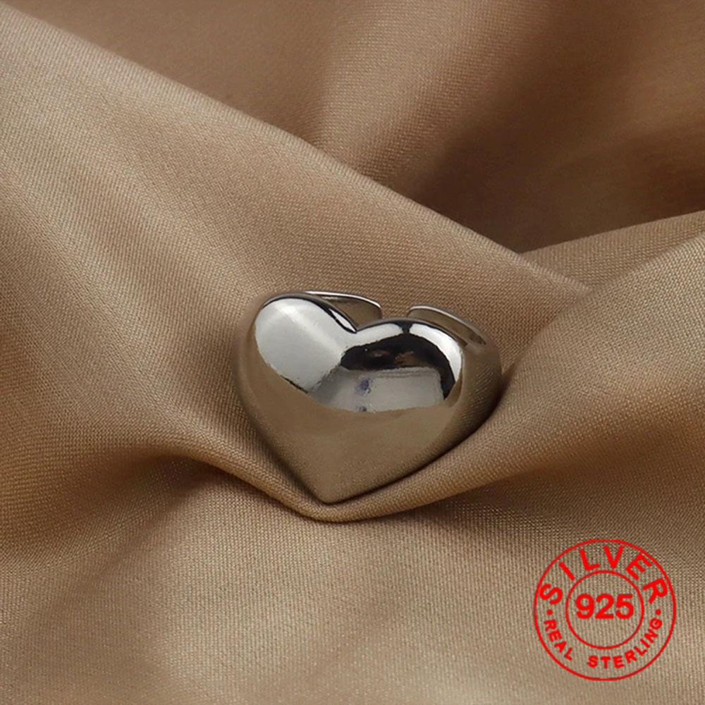 

BF CLUB Silver Color Rings for Women Fashion Geometric Handmade Irregular Gold Heart Ring Party Christmas Gift