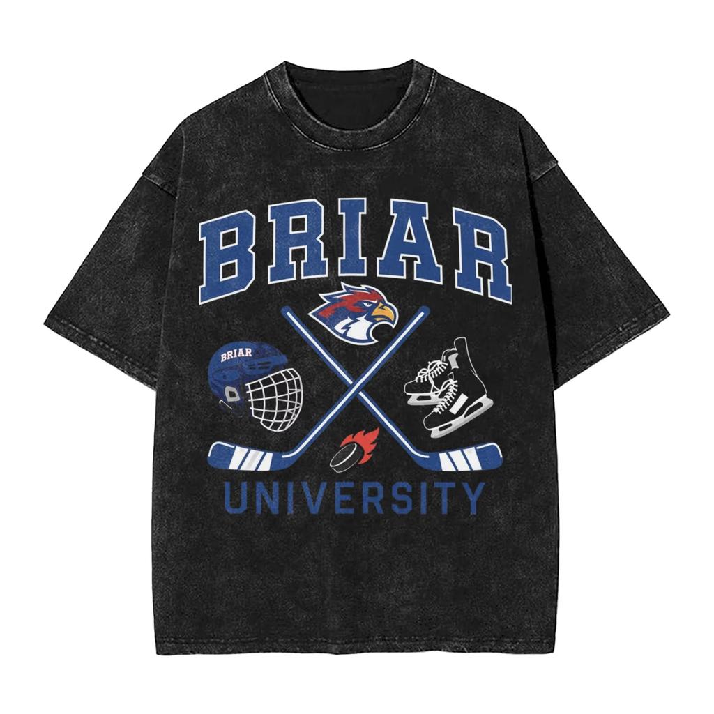 2026 Summer Fashion Trendy Tee Off Campus Briar University Hockey Washed T Shirt Streetwear Hip Hop Novelty T-Shirts Tees