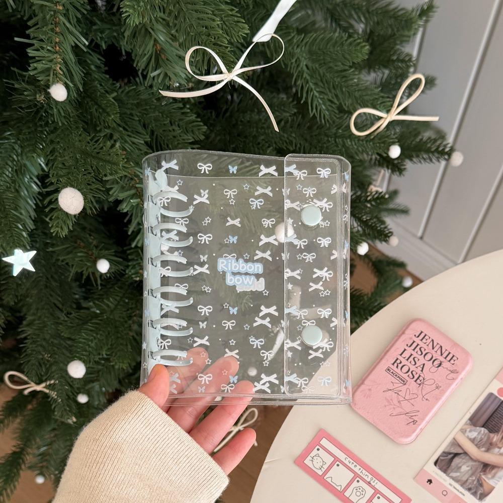 Portable A7 Photo Album PVC Loose-leaf Postcards Holder Clear Bow Star Design Photo Card Holder Students