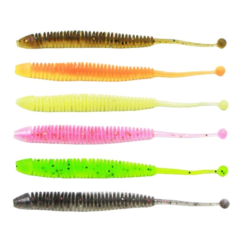 30Pcs Fishing Lures 4.8/6/8cm Artificial Worm Baits for Trout Fishing Swimbaits Soft Lures Tail Baits Fishing Tackle