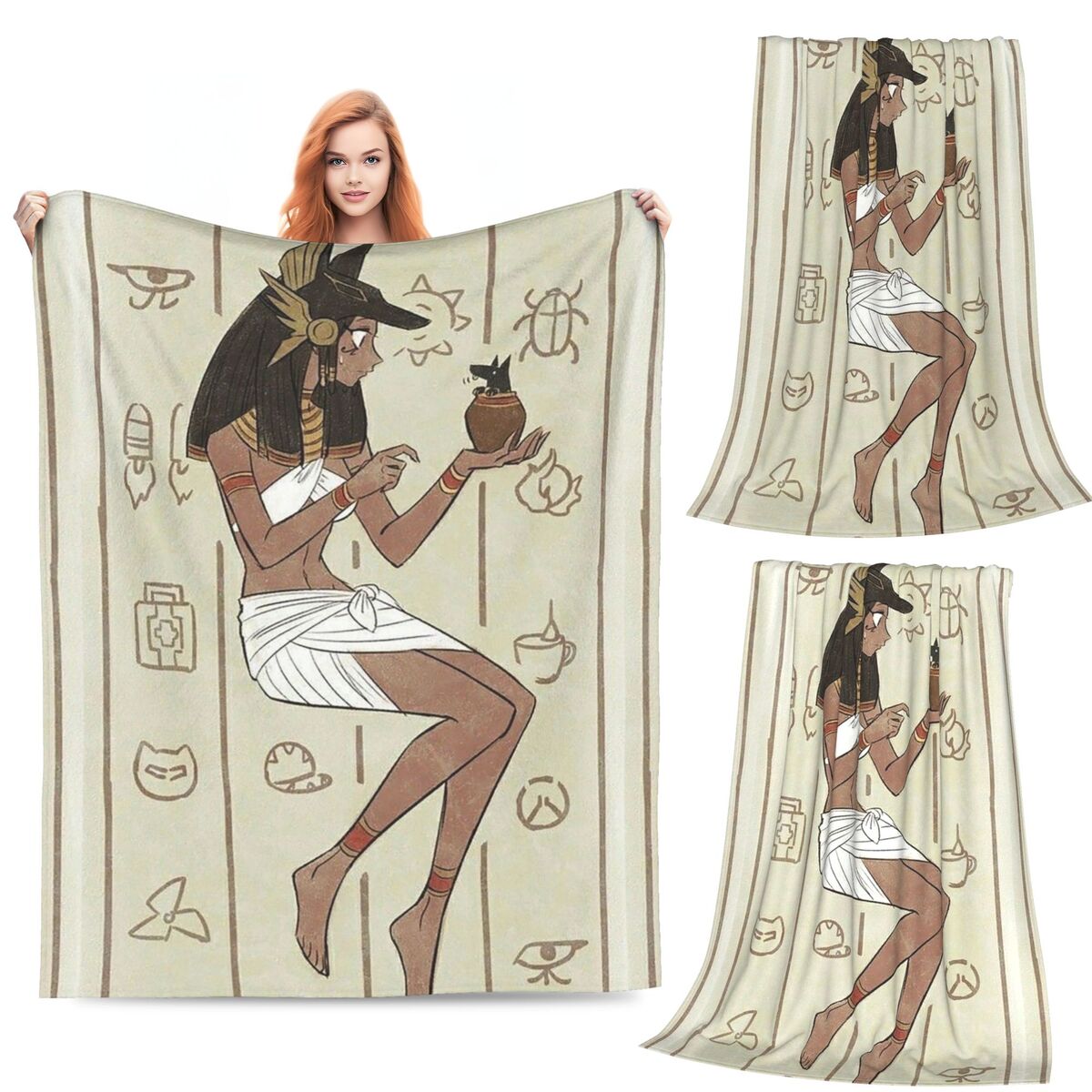 

Ancient Egyptian Culture Blanket Soft Warm Flannel Throw Blanket Bedding for Bed Living room Picnic Travel Home Sofa 80x120cm