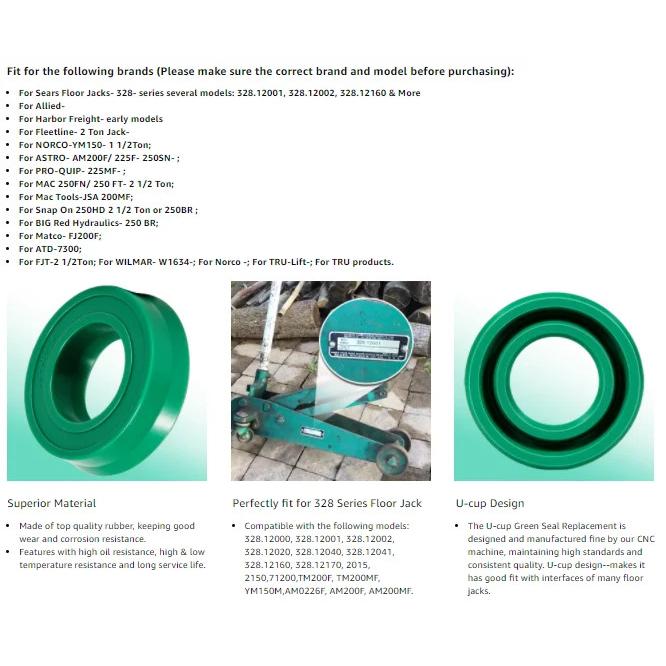 NONY Hydraulic Jack Piston U-Cup Seal for 2 TON Floor Jack & 328 Series Sears-328.12001, 328.12002, 328.12160/ASTRO /Snap On/MAC