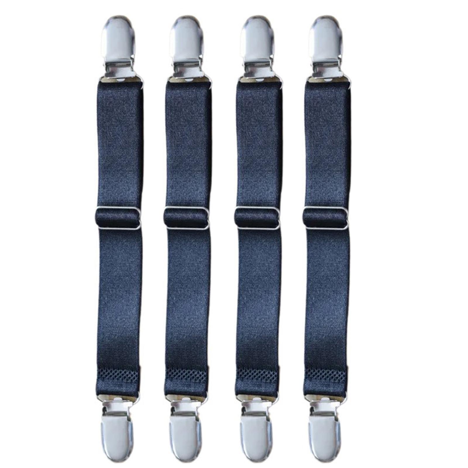 

4pcs Adjustable Bed Sheet Fasteners Straps Elastic Mattress Cover Corner Holder Clip Grippers Suspender Cord Hook Loop чёрный