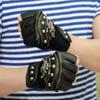 1 Pair Cycling Gloves PU Leather Skull Punk Black Driving Motorcycle Biker Fingerless Tactical Gloves Mens Womens Gloves