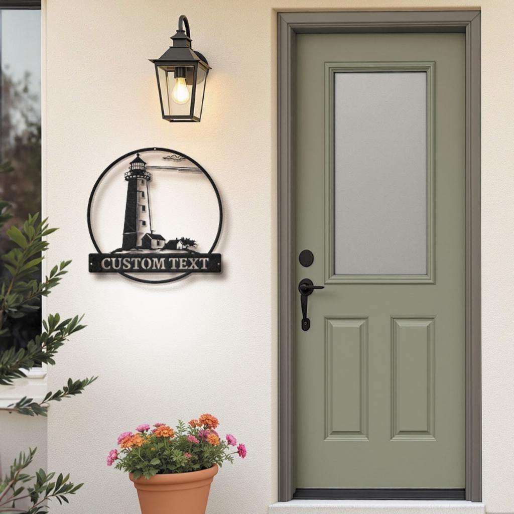 Custom Lighthouse Metal Sign Personalized Nautical Wall Art Home Coastal Decor Rustic Handcrafted Gift