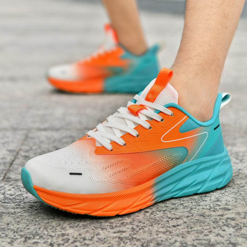 2025 Trendy Casual Sports Shoes for Men and Women Breathable Fly-woven Running Shoes Large Size Couple Mesh Night Running Shoes