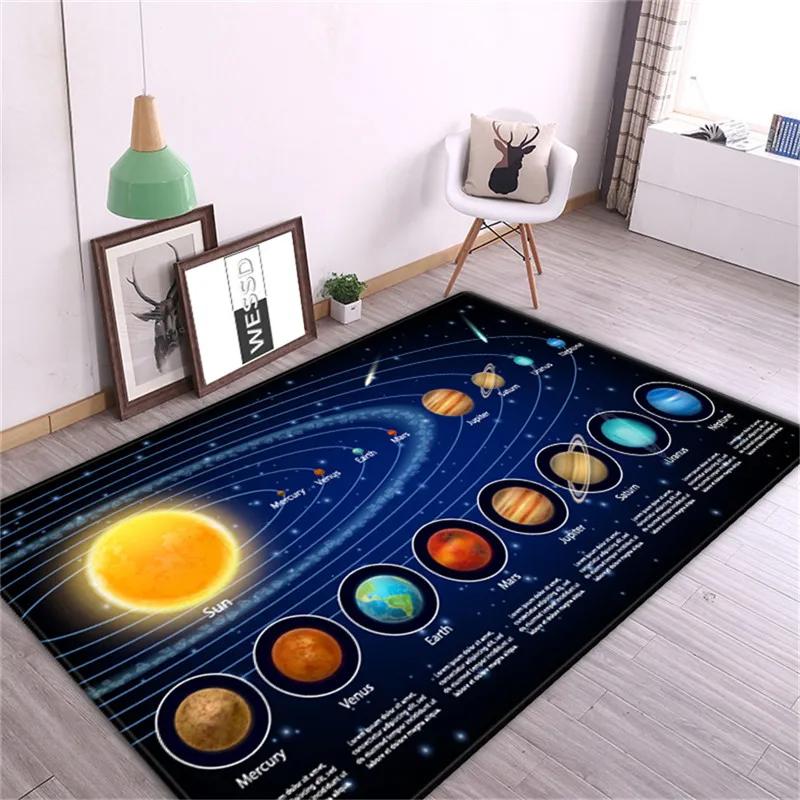 3D Solar System Children Room Carpet Space Planet Rug for Boy Bedroom Anti-slip Mat Bathroom Home Decor Play Crawling Floor Mat