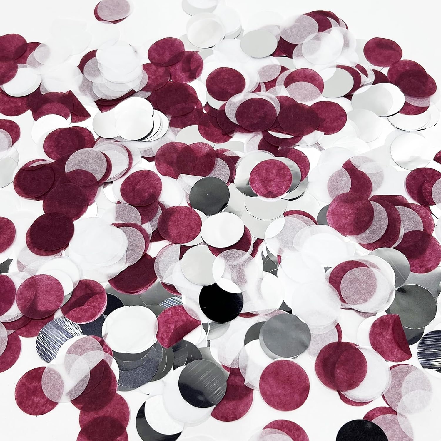 Maroon Confetti/Maroon Graduation Decorations/Burgundy Silver Table Decorations/Burgundy Silver Confetti/Maroon Engagement/Birthday Decorations