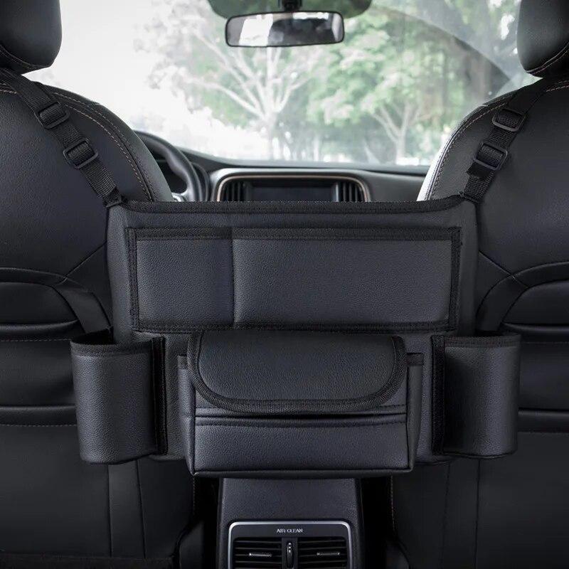 Multifunction Car Handbag Holder Between Seats Organizer Storage Box Leather Large Capacity Car Purse Tissue Cup Phone Pocket