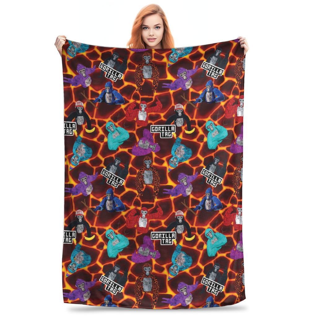 Gorilla Tag Party Hat Gorilla Tag Merch Blankets Soft Warm Flannel Throw Blanket Bedding for Bed Living Room Picnic Travel Home