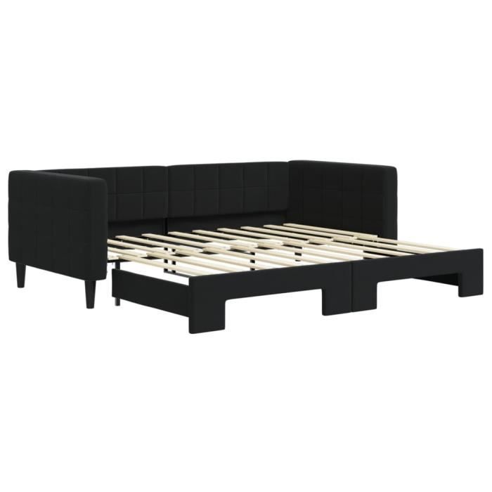 VidaXL Daybed with Pull-out Bed Black 90x190 Cm Velvet 3196706