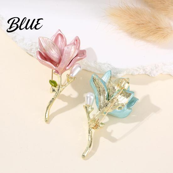 Long-lasting Brooch Magnolia Zinc Alloy Pin with Oil Dripping Process